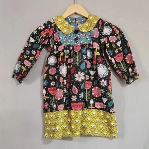 Girls Jelly the Pug Dress with Flower Print, Black/Yellow, Size 4, Pre-Owned